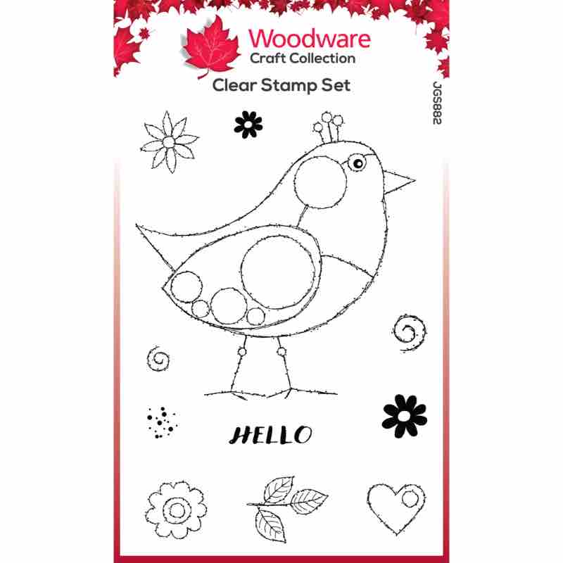 Woodware Clear Singles Bubble Birds Diego Ensemble de tampons 4 po x 6 po