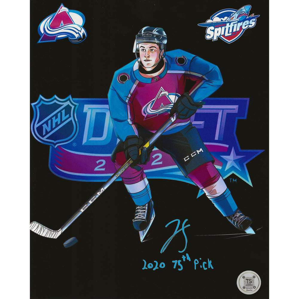 Jean-Luc Foudy – Artwork dédicacé de l'Avalanche du Colorado, photo 20x25 cm, inscription « 2020 75th Pick »