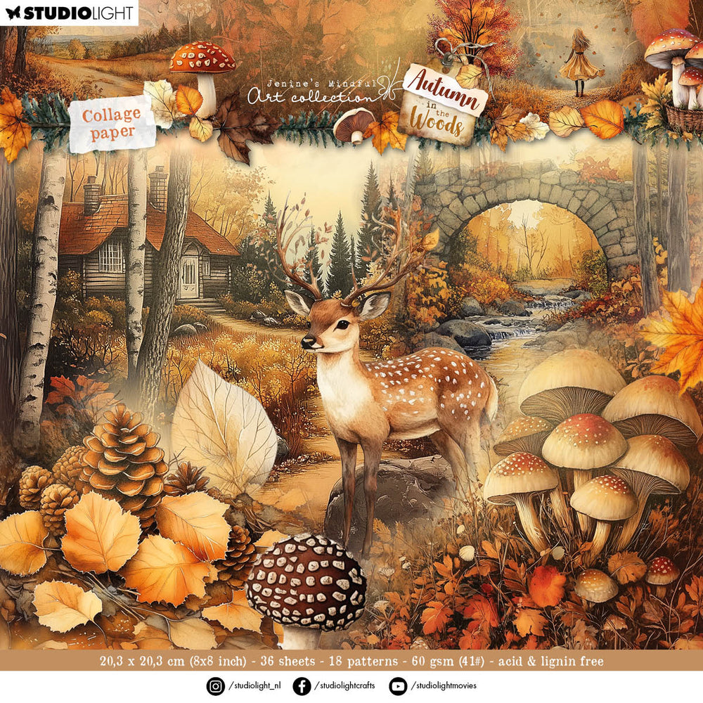 Bloc de papier JMA Collage Fonds et Éléments Automne Dans Les Bois 36 Feuilles