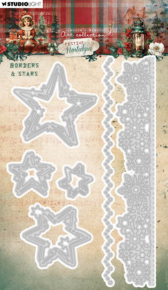 JMA Matrices de découpe Festif Nostalgie Bordures et Étoiles 6 pcs
