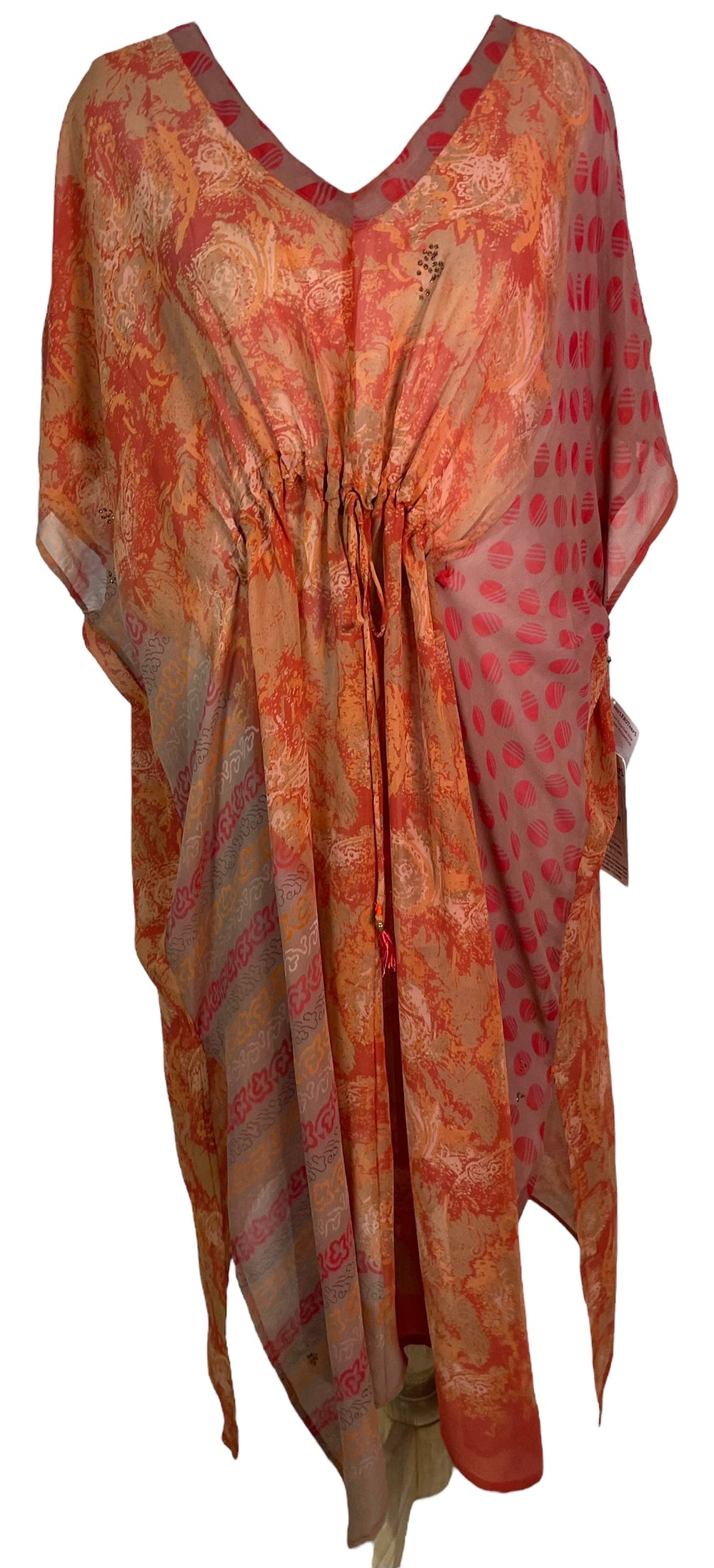 PRG6379 Caftan Longue en Soie Pure Avatar Transparente