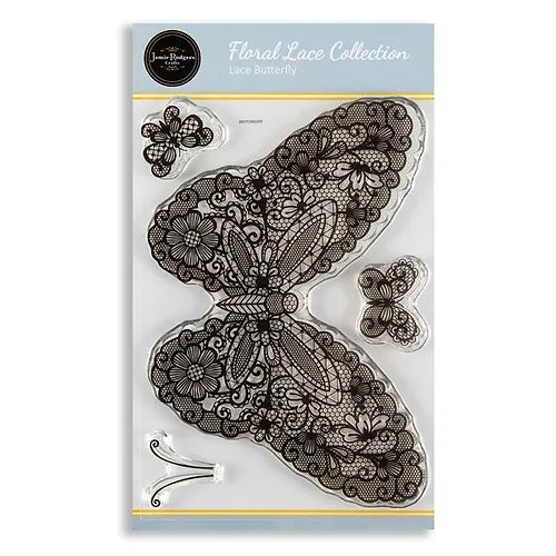 Jamie Rodgers Crafts Ensemble de Tampons Clairs Dentelle Papillon A6