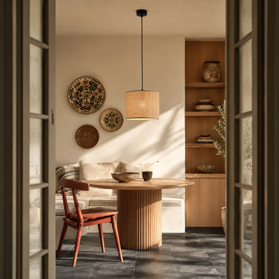Lustre Tissé Naturel JUTE pour Salle à Manger, Chambre et Intérieurs Scandinaves Chaleureux