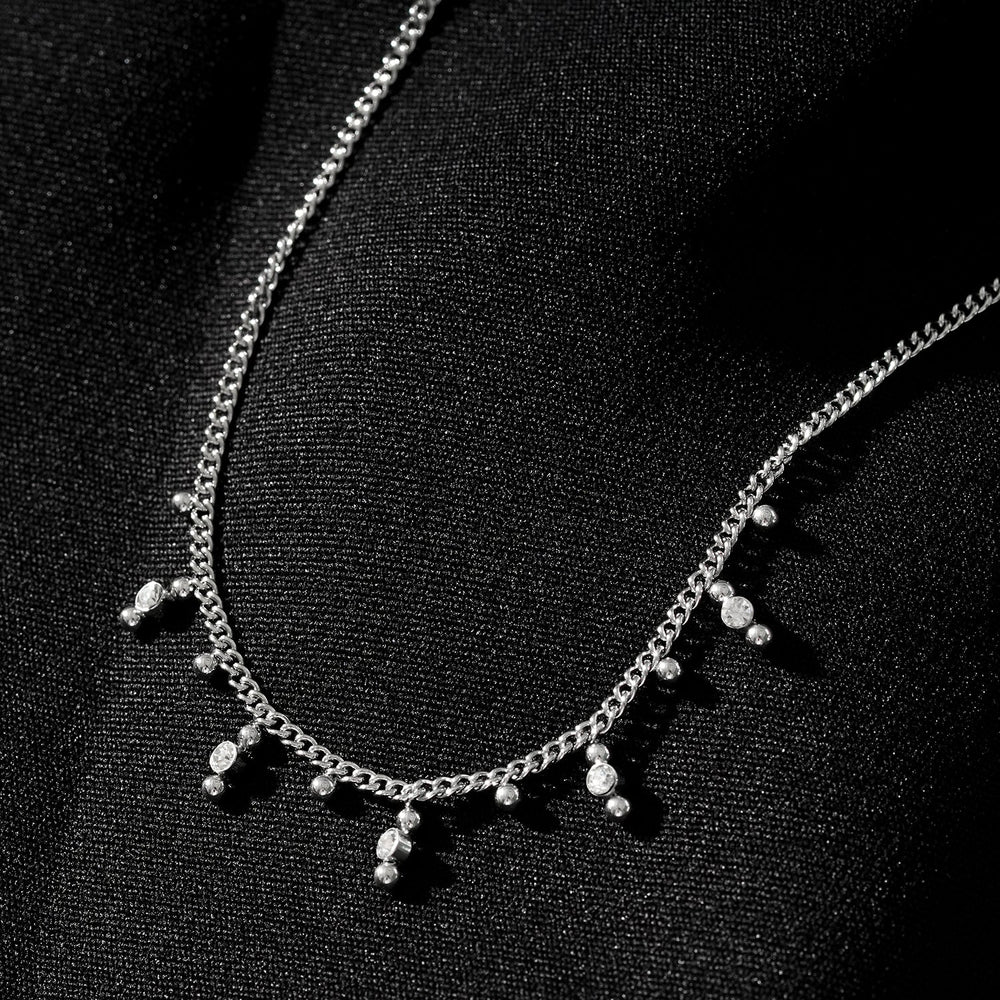 Style KALPI : Collier à chaîne avec zirconias et perles sphériques en argent
