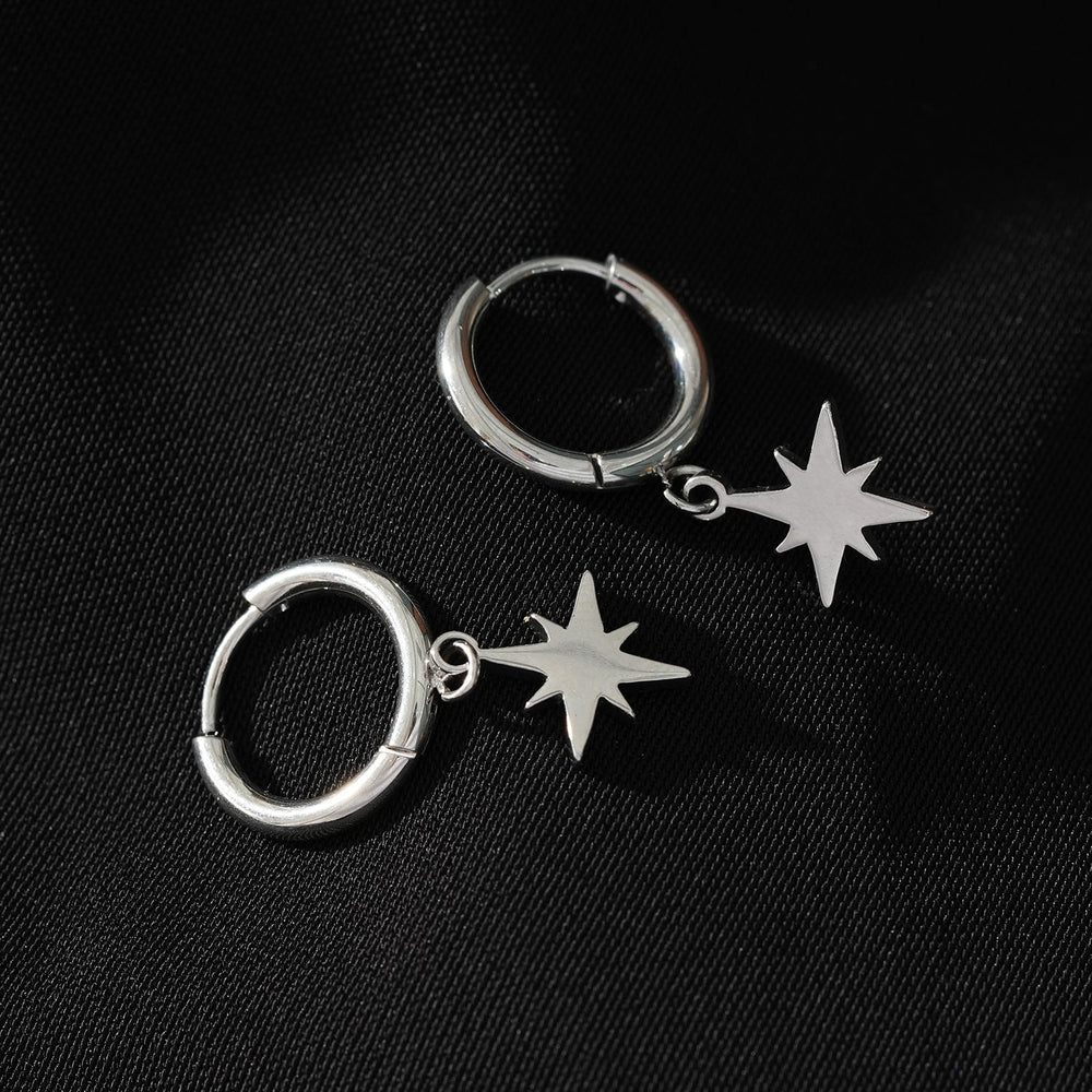 Boucles d'oreilles KAYLIN Argent : Mini anneaux avec breloque étoile