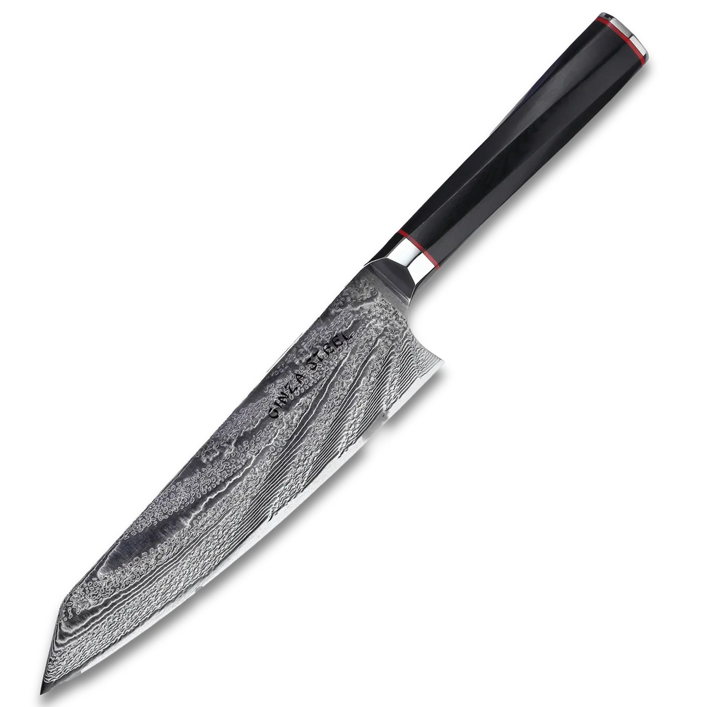 Couteau de chef Ginza Steel KATANA 20 cm – Acier Damas VG10, 67 couches, manche en G10
