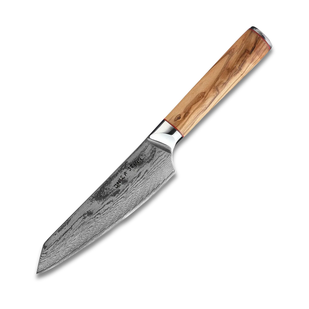 Couteau de chef Ginza Steel MIA 17 6,5" – Acier Damas AUS10, 67 couches, manche en bois d'olivier