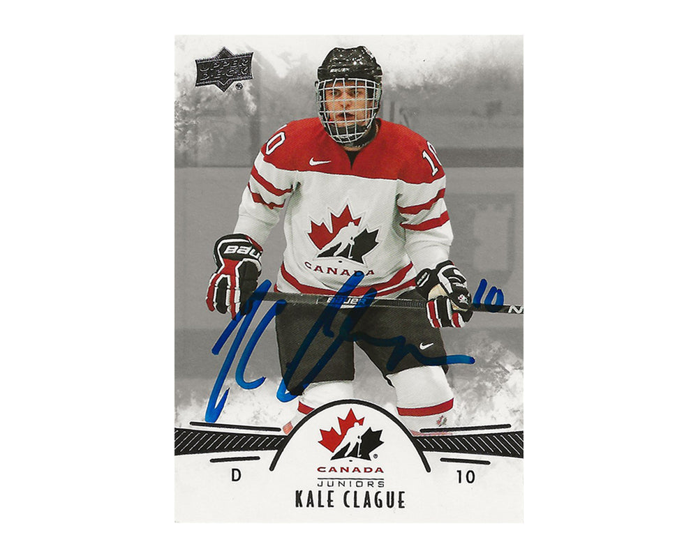 Carte de hockey Kale Clague autographiée, équipe Canada, Upper Deck 2016-17, #49
