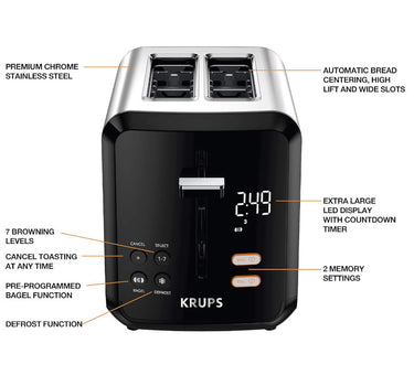 KRUPS KH320D50 My Memory 2 Slice Digital Stainless Steel Toaster