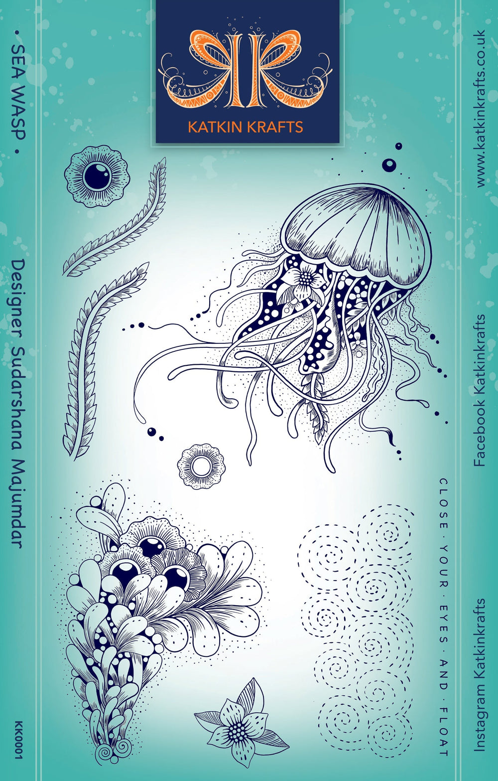 Katkin Krafts Sea Wasp 6 po x 8 po Ensemble de Timbres Transparents