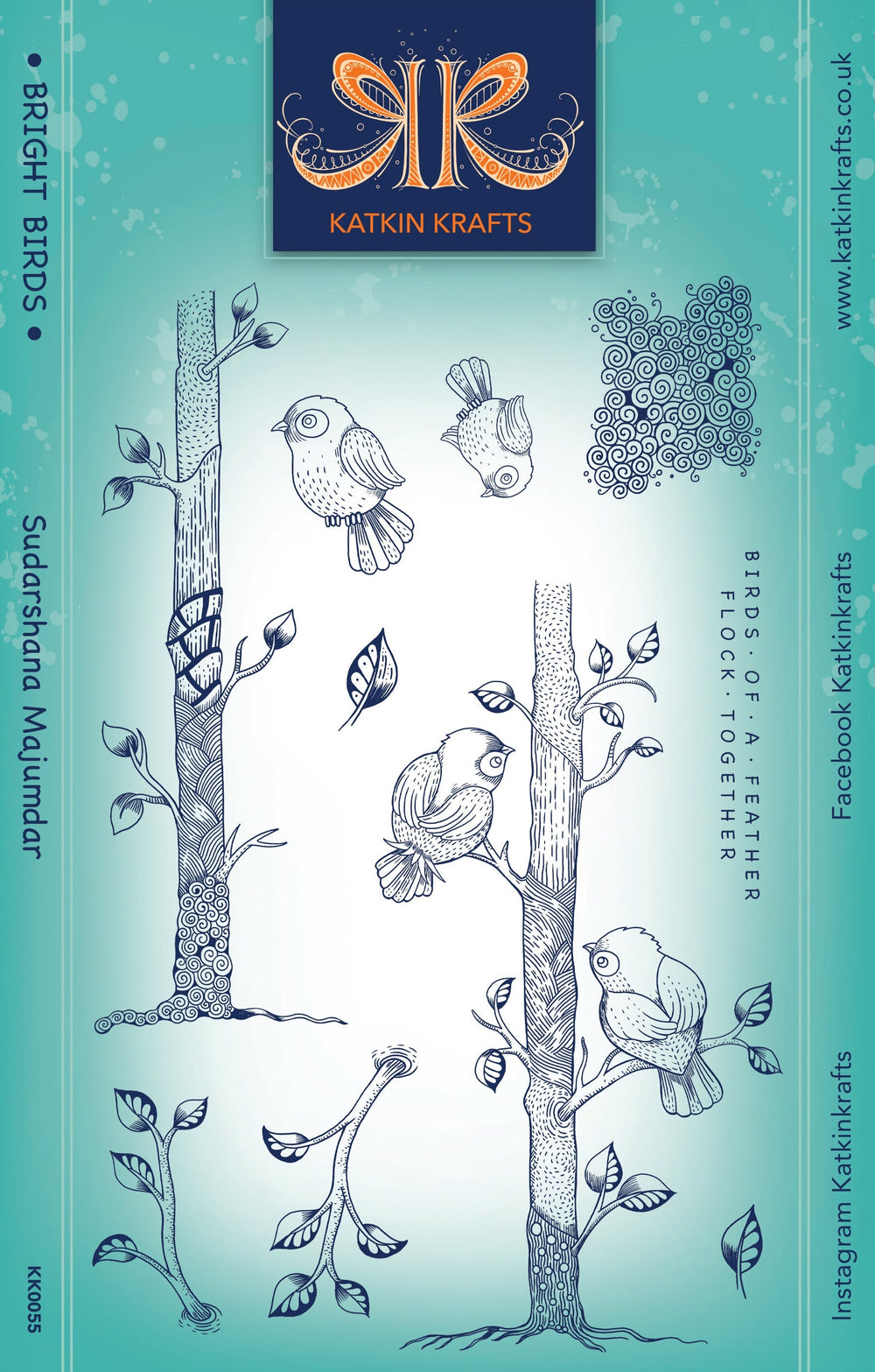 Katkin Krafts Oiseaux Brillants Ensemble de tampons transparents 6 po x 8 po