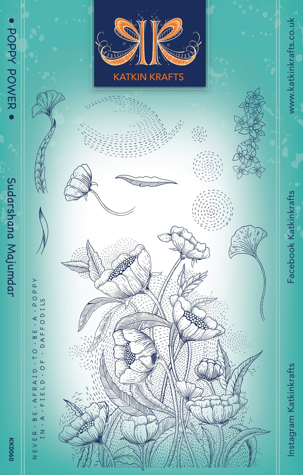 Katkin Krafts Poppy Power 6 in x 8 in Clear Stamp Set