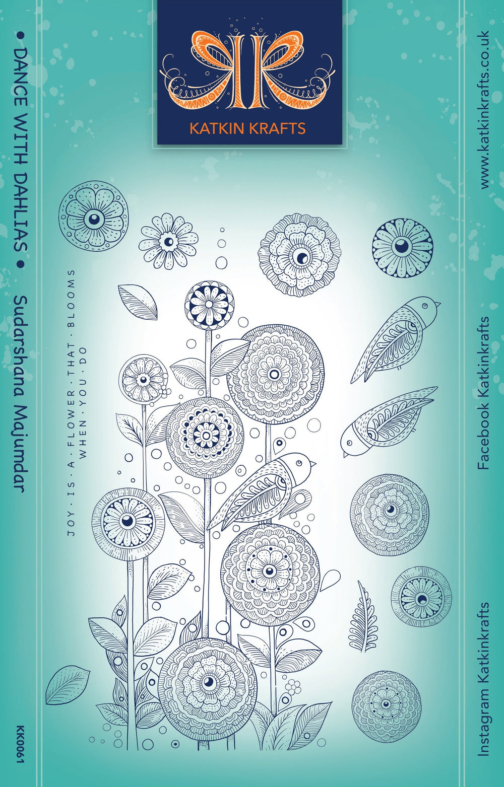 Katkin Krafts Tampons Transparents Dance With Dahlias 6 po x 8 po