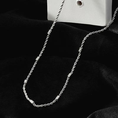 LEMOGES Argenté Or Blanc : Collier à chaîne torsadée perlée
