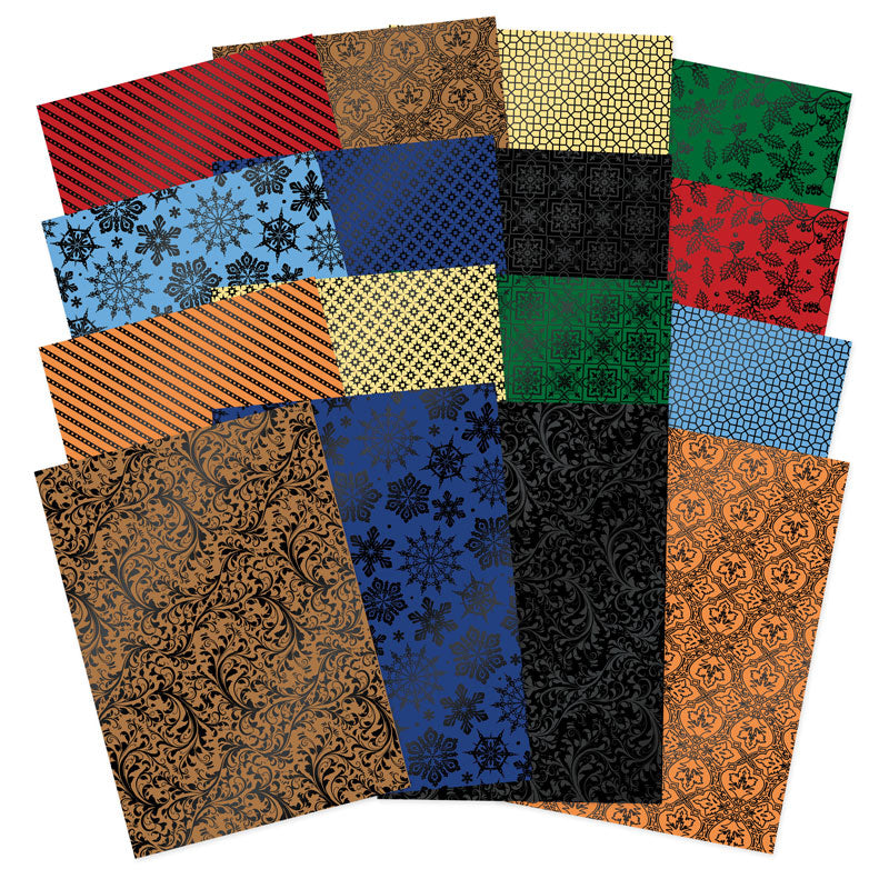 Papier cartonné de luxe avec bordure en feuille vitrail de Noël