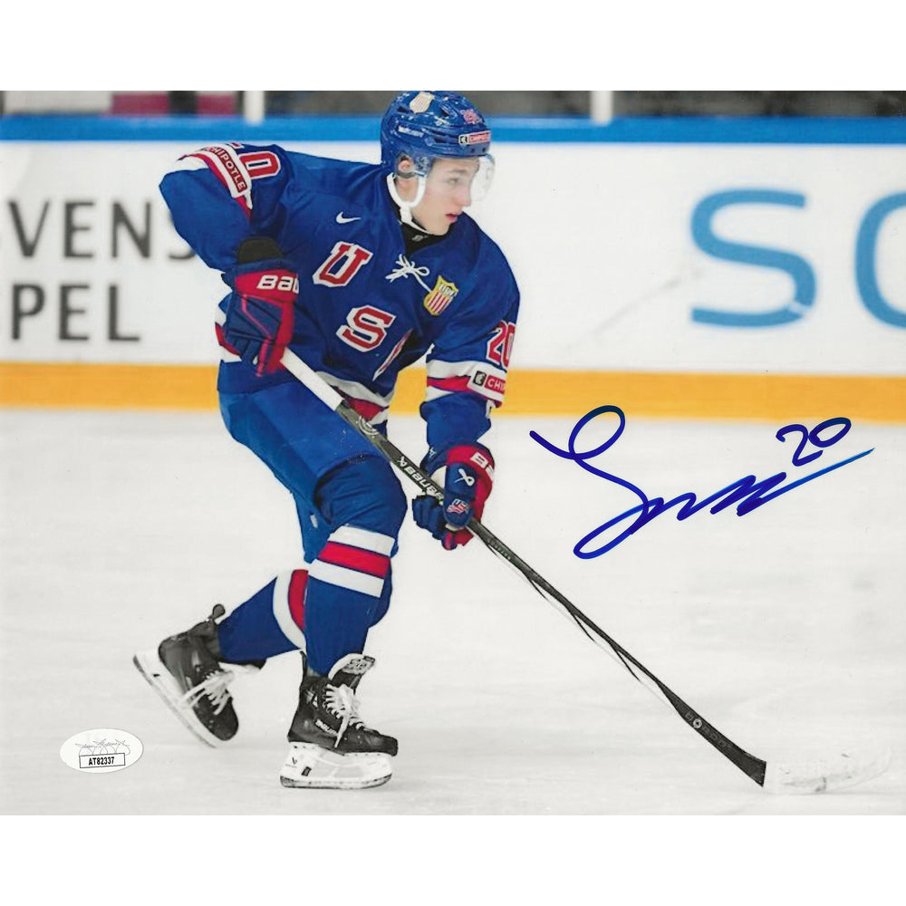 Photo dédicacée 8,5x11 de Lane Hutson - Championnat du Monde Junior (États-Unis)