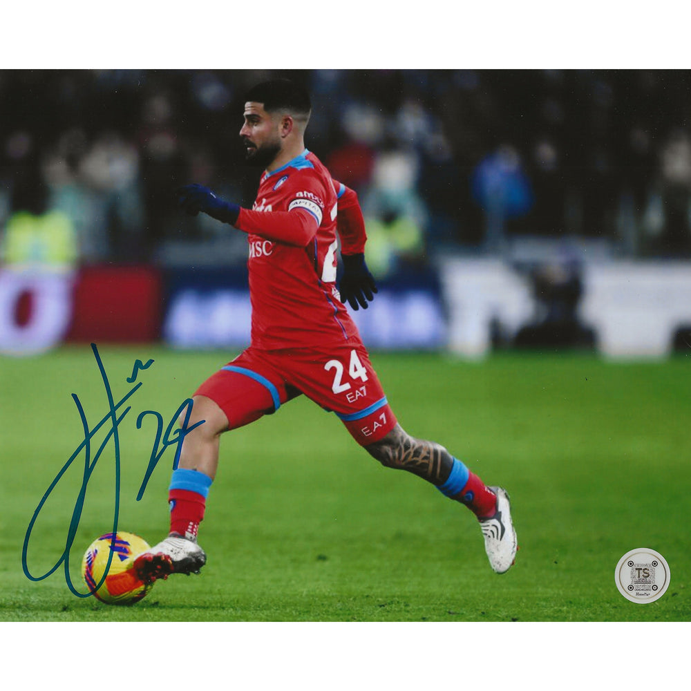 Photo 8x10 de Lorenzo Insigne, autographe, Napoli, en pleine action