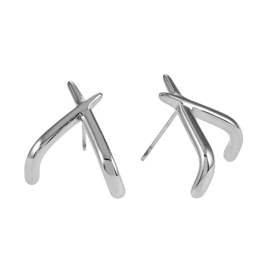 Boucles d'oreilles géométriques LINDSBORG : entrecroisées en or blanc (ton argent)