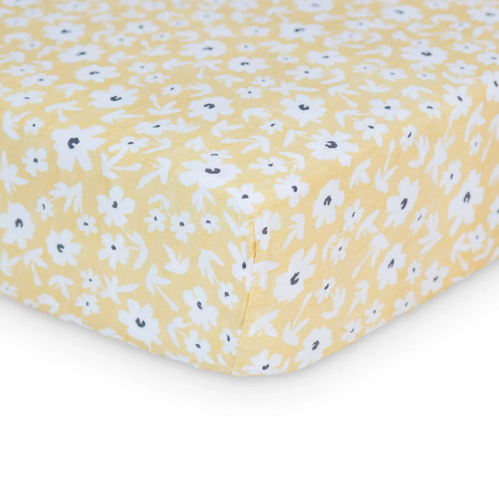 Drap de lit de bébé - Bohème - Fleurs sauvages jaunes