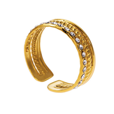 LUMINA : Bague empilée ornée de zircons multicolores