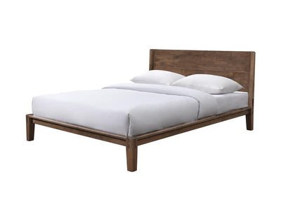 Luna Solid Oak Wood Tool Free Queen Bed - Walnut