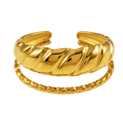 LYAM : Bague texturée à double empilement contrastant