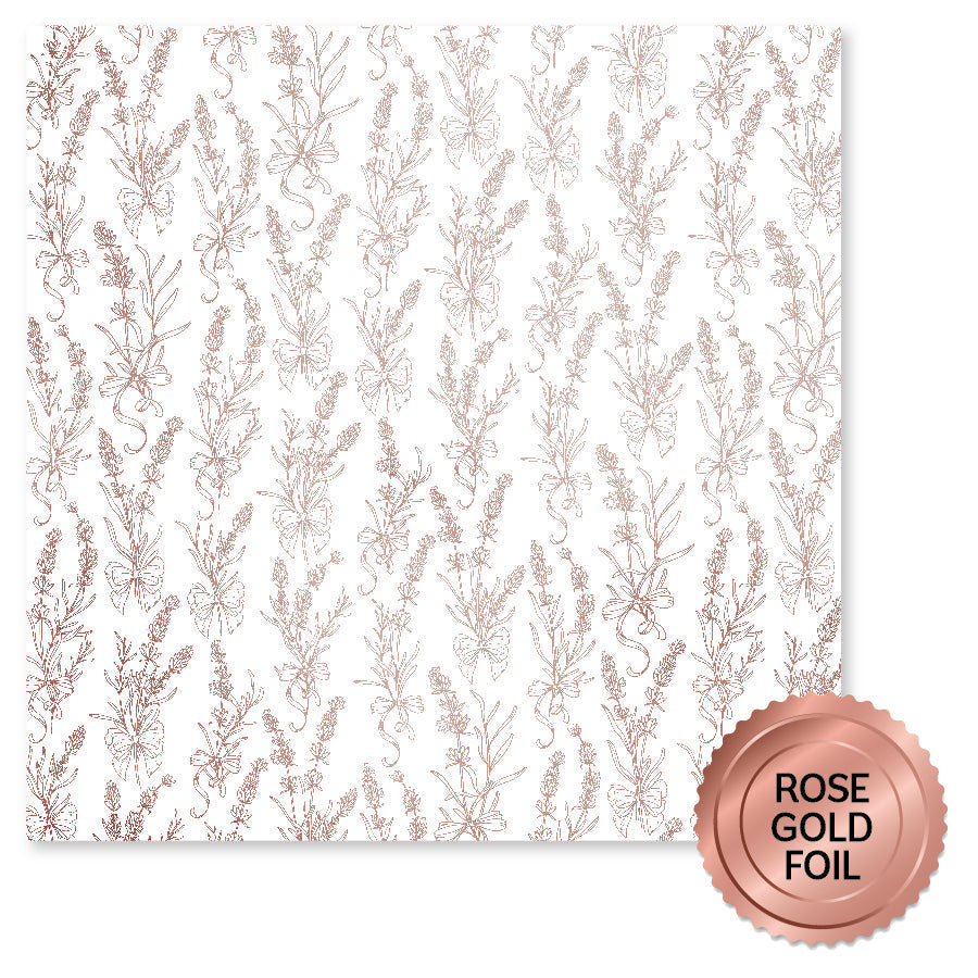Lavender & Roses Rose Gold Foil B 12x12 Paper (6pc Bulk Pack) 32202 — Ecstasy Crafts