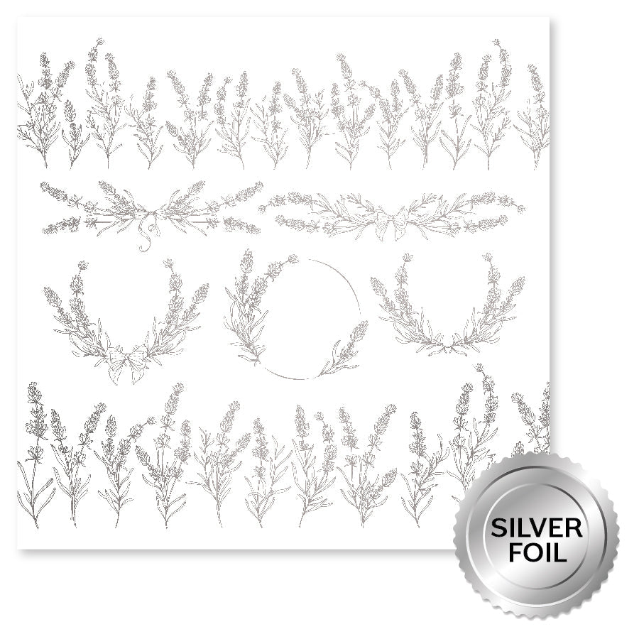 Lavender & Roses Silver Foil D 12x12 Paper (6pc Bulk Pack) 32256 — Ecstasy Crafts