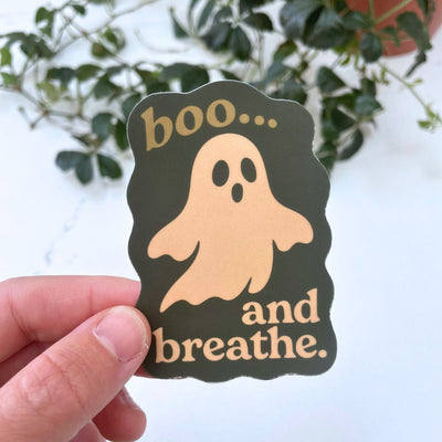 Boo et Respire - Autocollant d'Halloween pour la pleine conscience