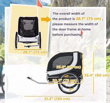 Aosom Foldable Dog Bike Trailer Pet Cart Wagon Safety Anchor Black