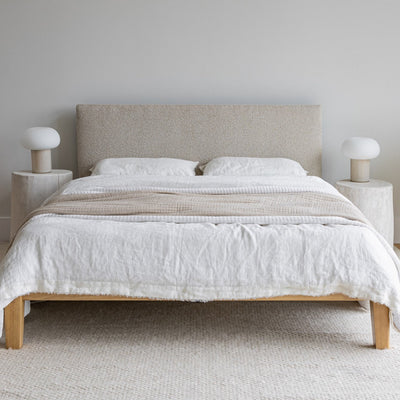 Lit double rembourré Luna sans outils - Beige