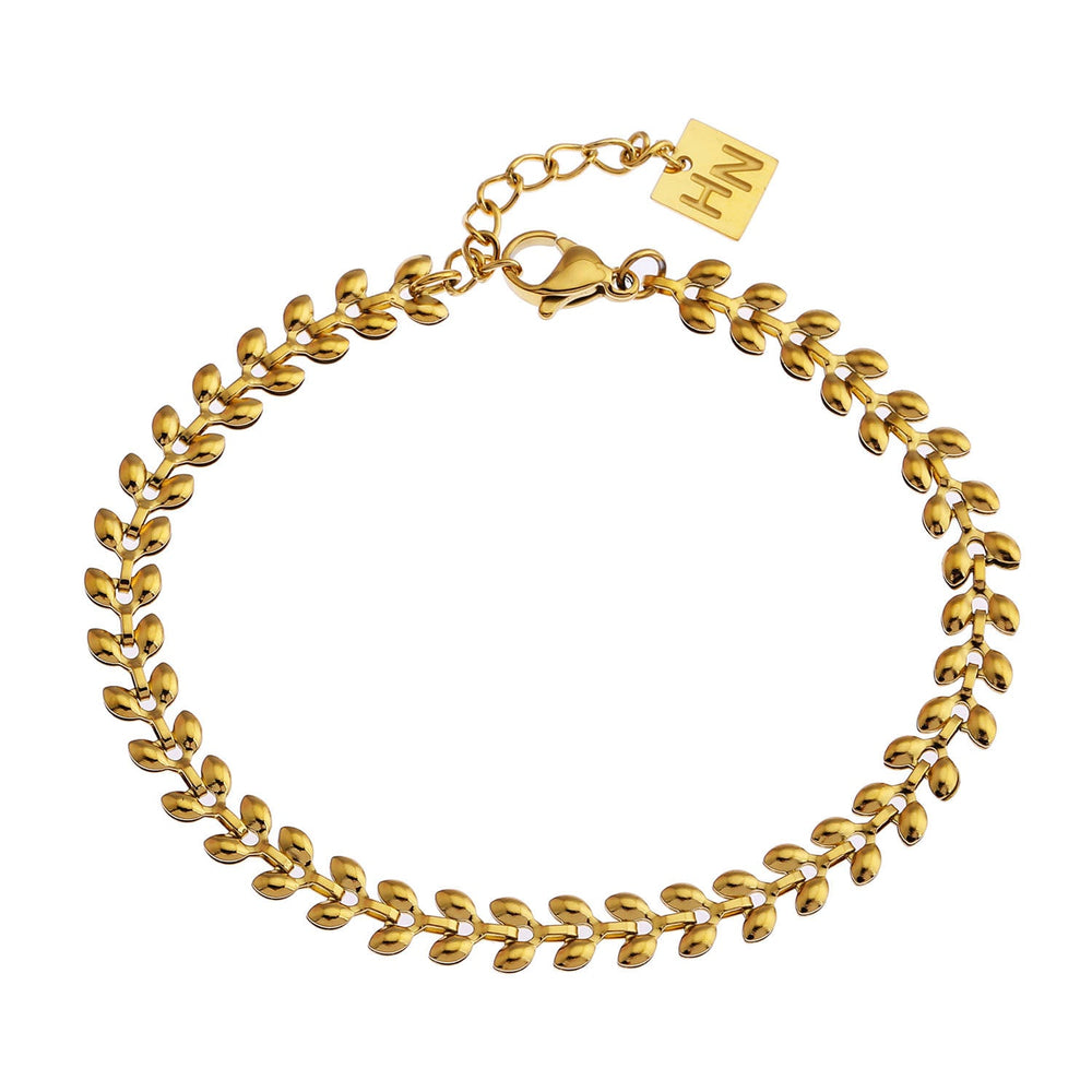 MAGDA Or : Bracelet Audacieux à Motif Feuillagé