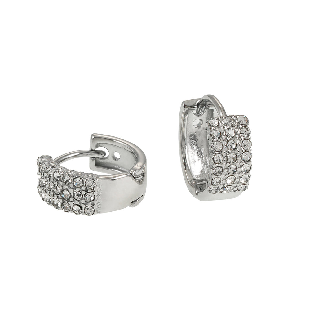 MARIETTA Or Blanc (Ton Argenté) : Mini Anneaux avec Pavé de Zirconium