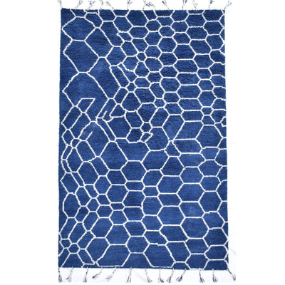 Tapis en laine tissée marine 6X9