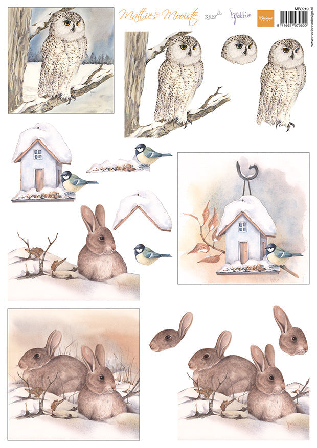 Marianne Design Feuille à découper - Mattie's Mooiste - Hibou des neiges 3D