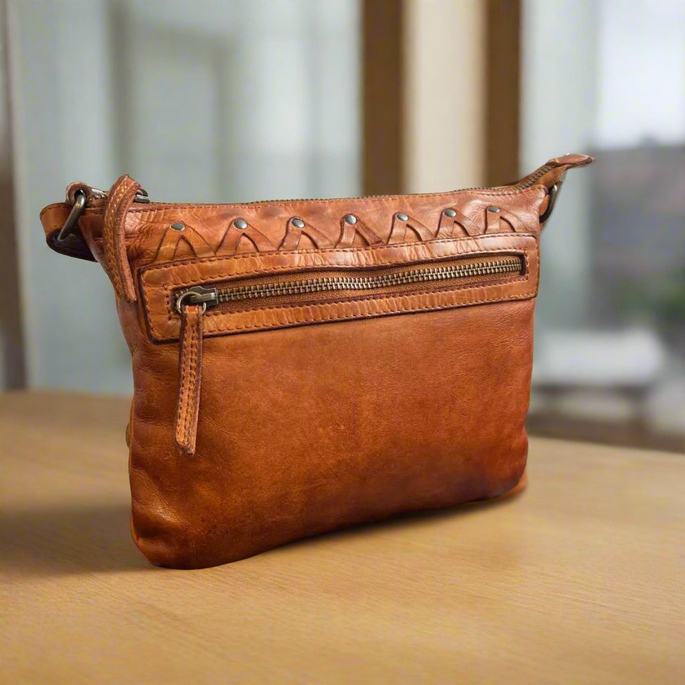 Sac en cuir bandoulière avec couture en V MET