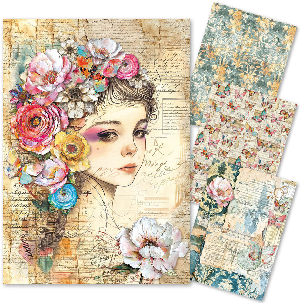 Papier de riz technique mixte A4, paquet de 4, Quintessential
