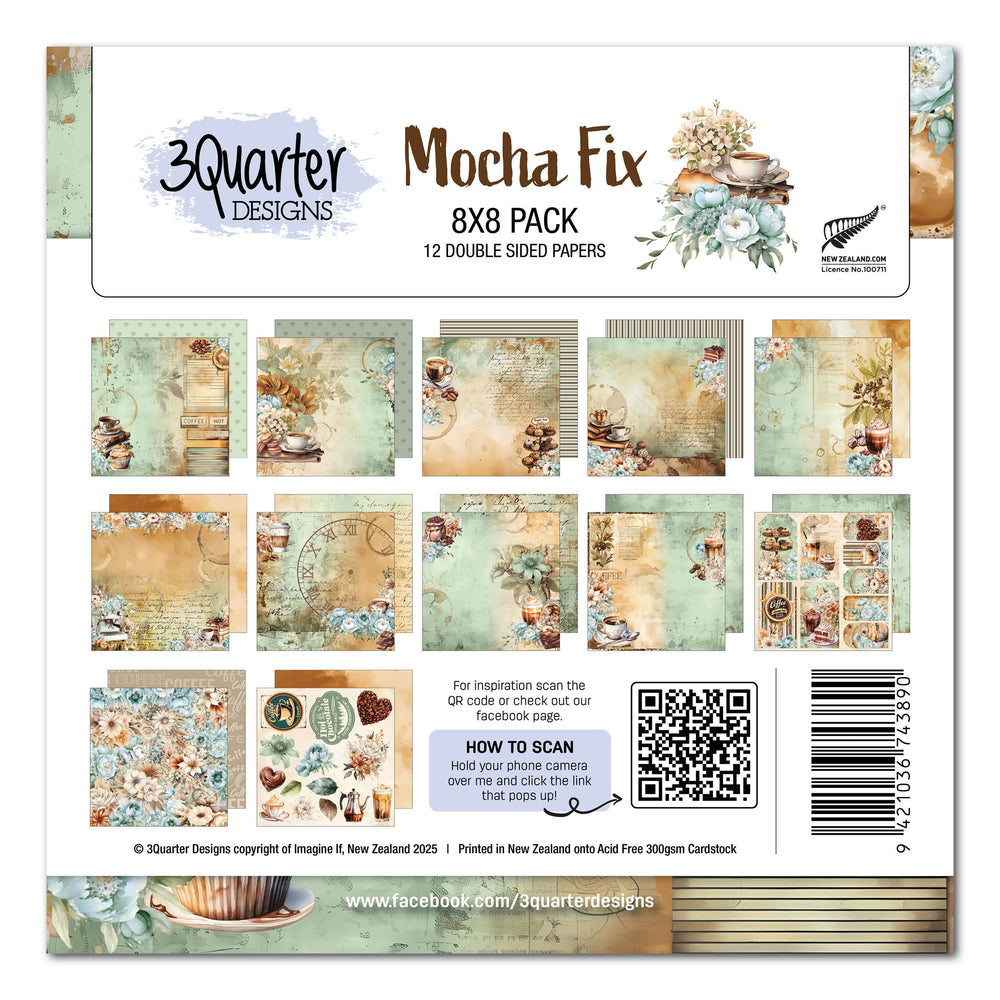 3Quarter Designs Mocha Fix Pack de papiers 20x20 cm
