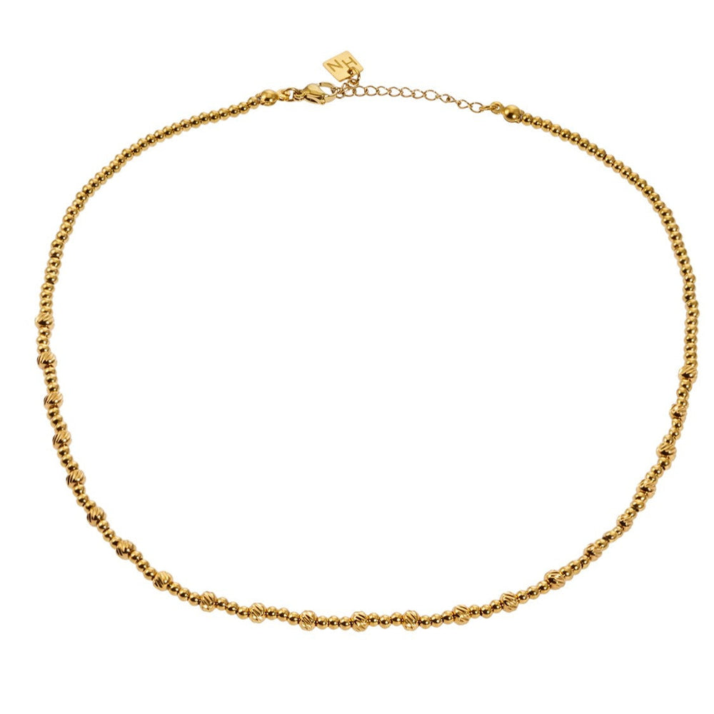 Modèle MILLIE : Collier à chaîne en or à fusion de perles jumelles