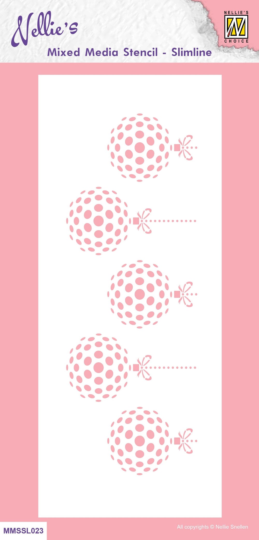 Nellie's Choice Pochoir techniques mixtes - Slim Line - Boules de Noël