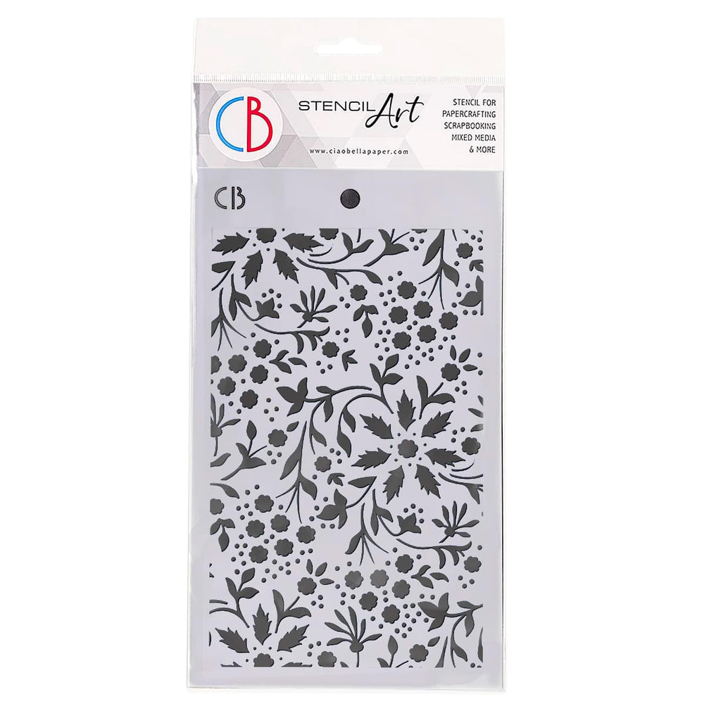 Pochoir de Texture Ciao Bella 12,7x20,3 cm Fleurs d'Hiver