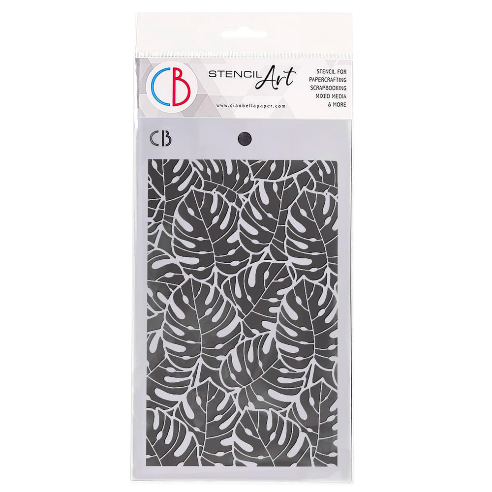 Pochoir Texturé Ciao Bella 5"x8" Feuilles Tropicales