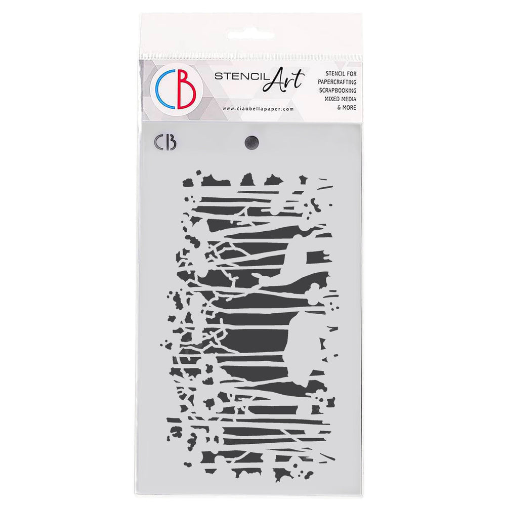 Ciao Bella Texture Stencil 5"x8" Deer Forest — Ecstasy Crafts