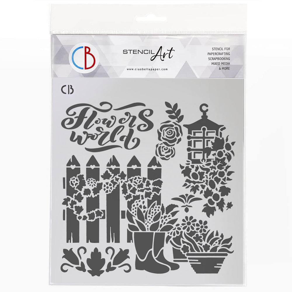 Ciao Bella Pochoir Texturé 20x20 cm Jardin