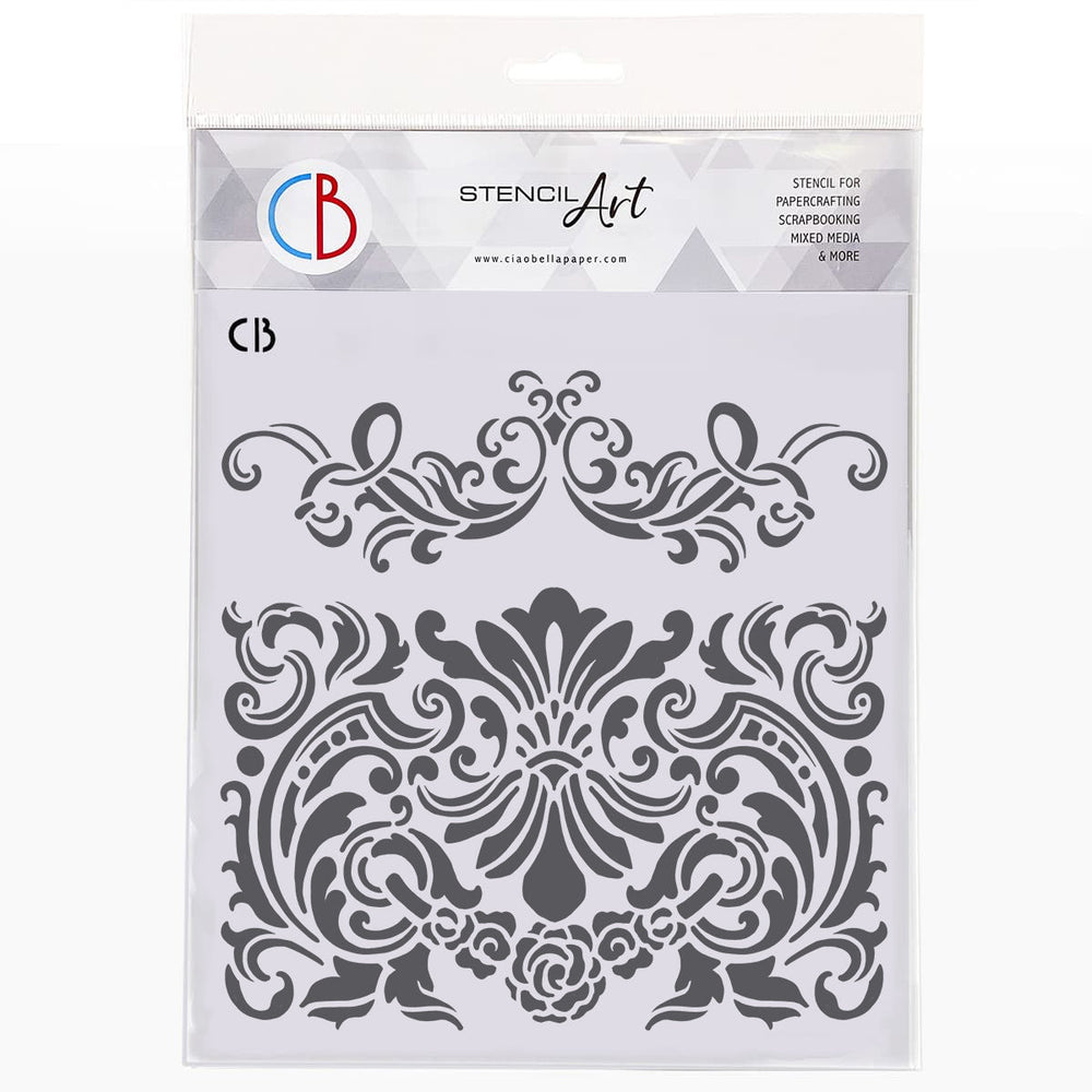 Ciao Bella Texture Stencil 8"x8" Damask — Ecstasy Crafts