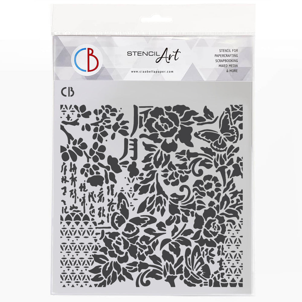 Pochoir Texturé 8"x8" Floraison Harmonique