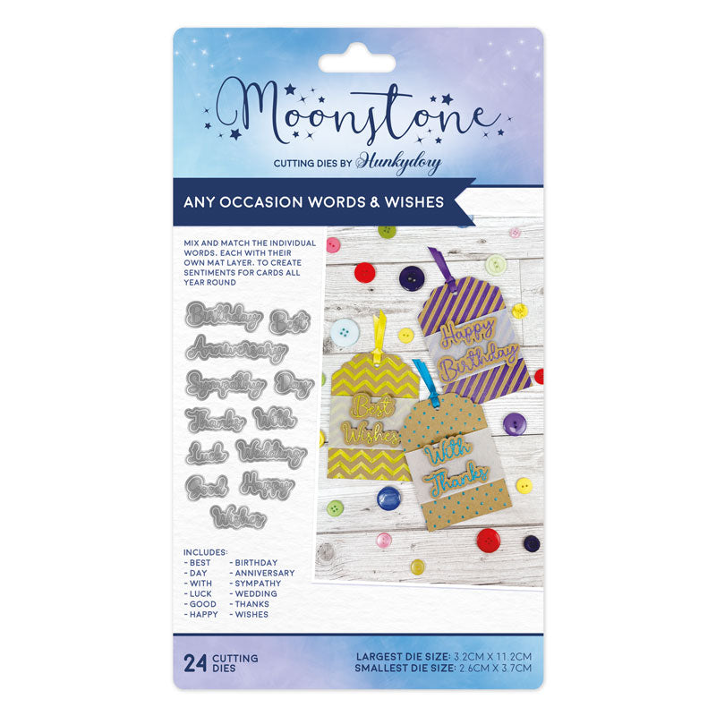 Matrices de découpe Moonstone - Mots et souhaits pour toutes les occasions