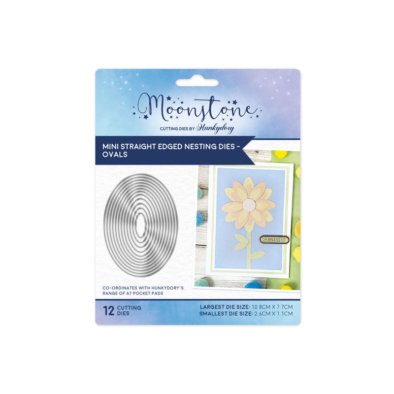 Matrices de découpe Moonstone Dies – Matrices Mini Imbriquées à Bords Droits – Ovale