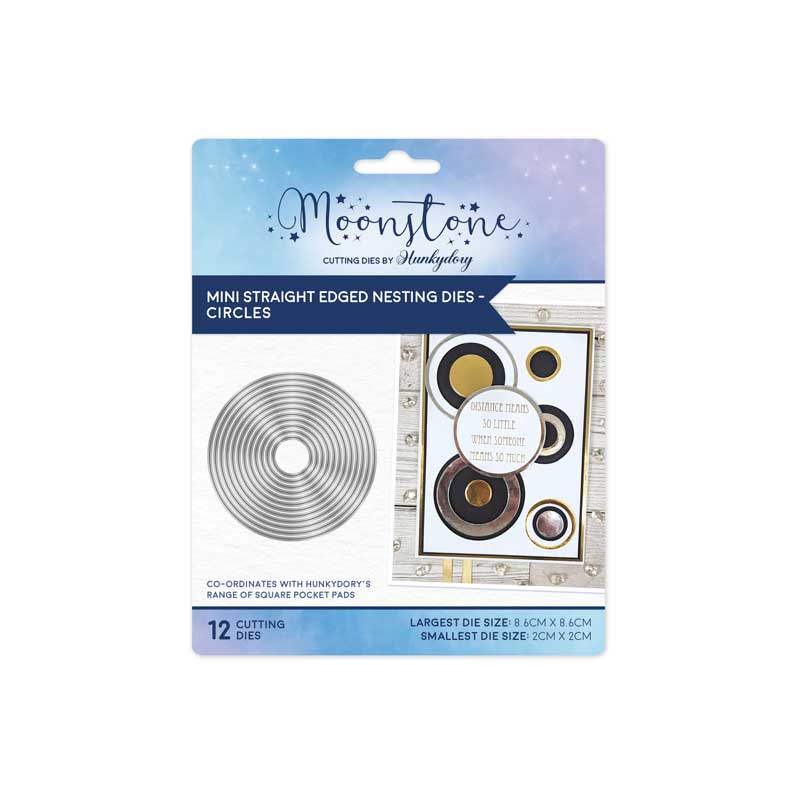 Moonstone Dies – Mini Matrices de découpe emboîtables à bords droits – Cercles