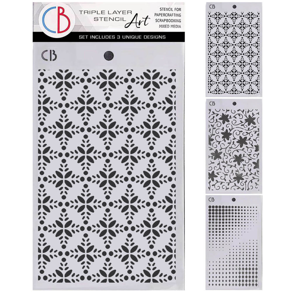 Mélange de pochoirs saison hivernale 12,7 x 20,3 cm – Ensemble trois couches (3 motifs uniques)